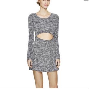Aritzia Wilfred Free grey Solange dress cutout details long sleeve short length